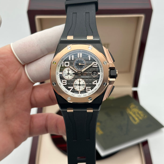 Royal Oak Offshore Chronograph Black Dial 44MM – Rose Gold Case | Swiss Super Clone 1:1