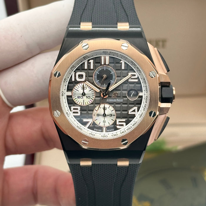 Royal Oak Offshore Chronograph Black Dial 44MM – Rose Gold Case | Swiss Super Clone 1:1