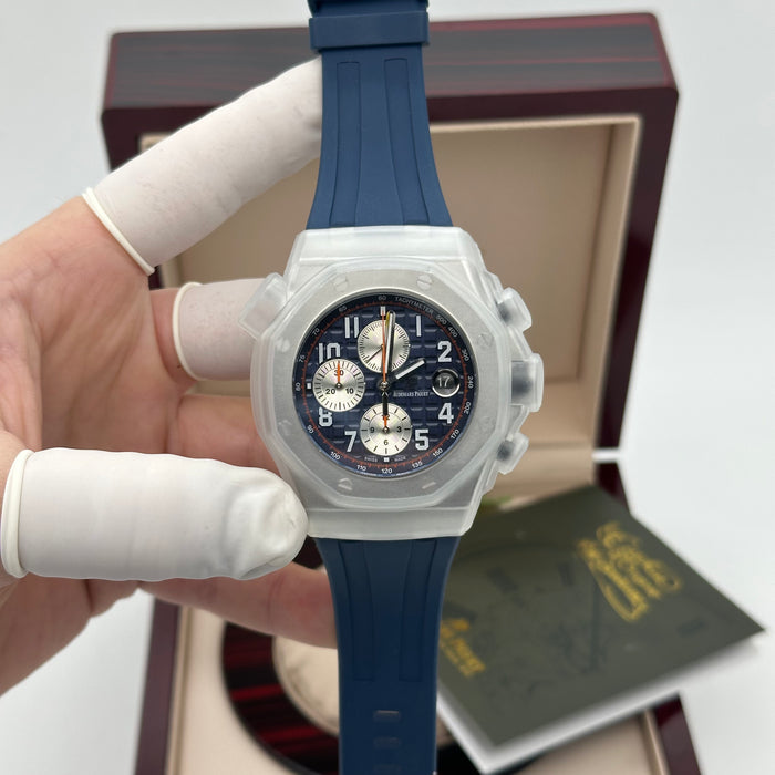 Audemars Piguet Royal Oak Offshore Chronograph 42MM – Blue Dial / Blue Rubber Strap - Swiss Super Clone