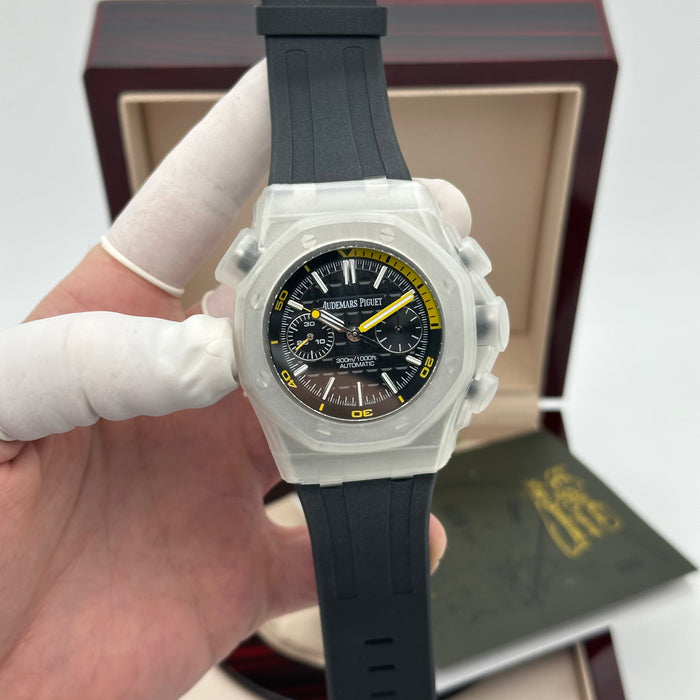 Audemars Piguet Royal Oak Offshore Diver Chronograph 42MM – Black Dial / Yellow Accents - Swiss Super Clone