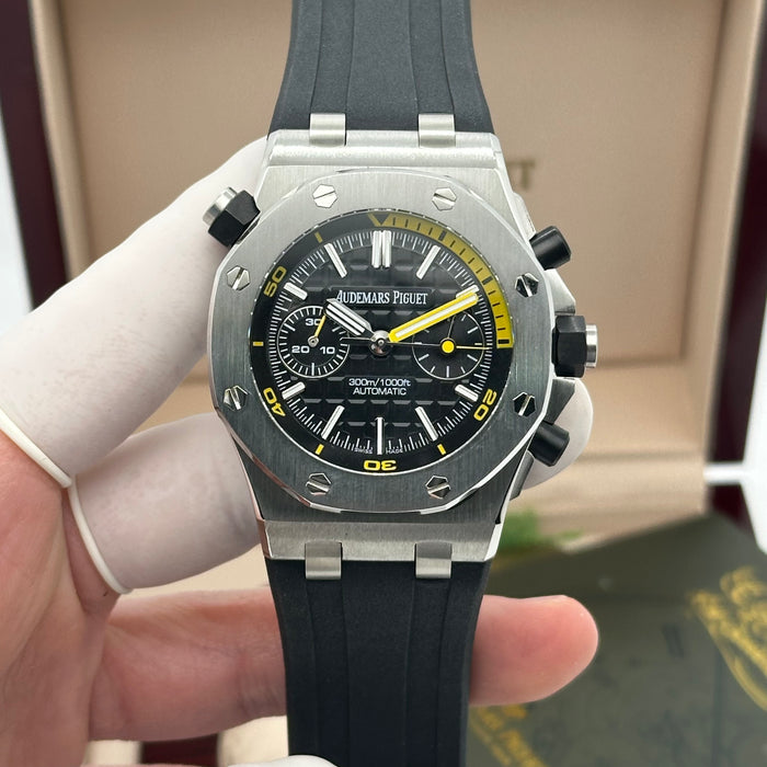 Audemars Piguet Royal Oak Offshore Diver Chronograph 42MM – Black Dial / Yellow Accents - Swiss Super Clone