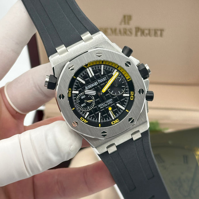 Audemars Piguet Royal Oak Offshore Diver Chronograph 42MM – Black Dial / Yellow Accents - Swiss Super Clone