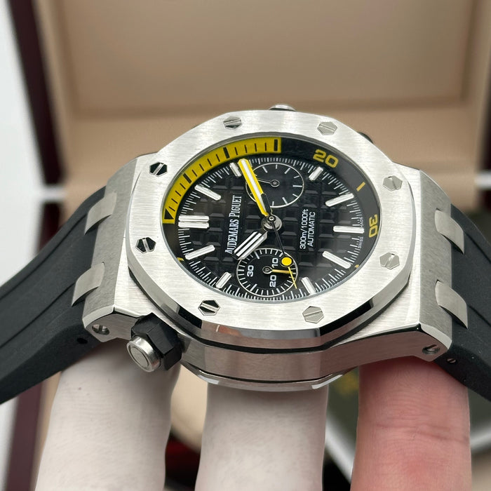 Audemars Piguet Royal Oak Offshore Diver Chronograph 42MM – Black Dial / Yellow Accents - Swiss Super Clone