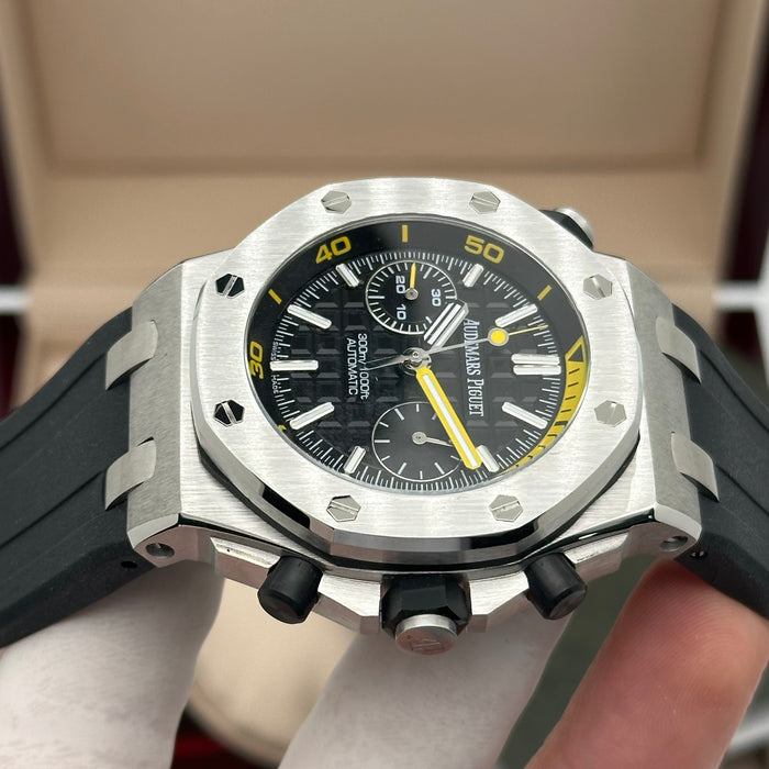 Audemars Piguet Royal Oak Offshore Diver Chronograph 42MM – Black Dial / Yellow Accents - Swiss Super Clone
