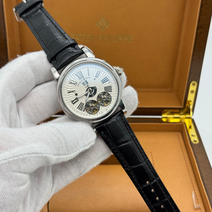 Patek Philippe Grand Complications Double Tourbillon Moonphase - Black Leather Strap