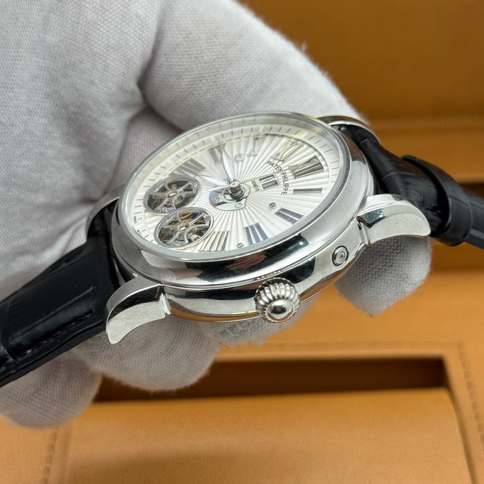 Patek Philippe Grand Complications Double Tourbillon Moonphase - Black Leather Strap