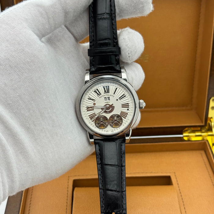 Patek Philippe Grand Complications Double Tourbillon Moonphase - Black Leather Strap