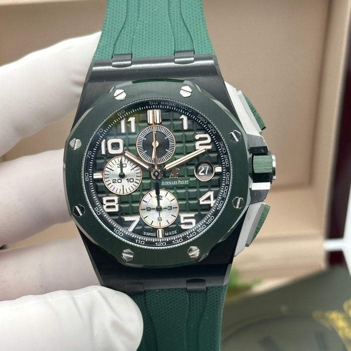 Royal Oak Offshore Chronograph Green Dial 44MM – Green Rubber Strap | Swiss Super Clone 1:1