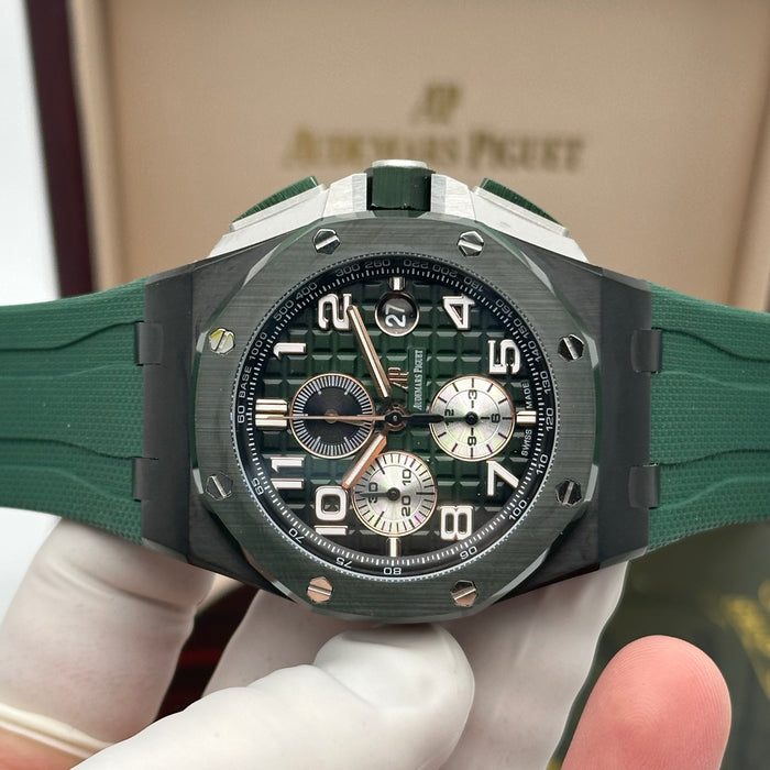Royal Oak Offshore Chronograph Green Dial 44MM – Green Rubber Strap | Swiss Super Clone 1:1
