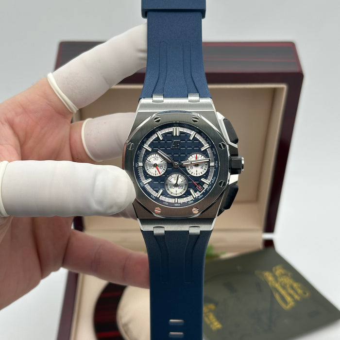 Royal Oak Offshore Chronograph Blue Dial 44MM – Blue Rubber Strap | Swiss Super Clone 1:1