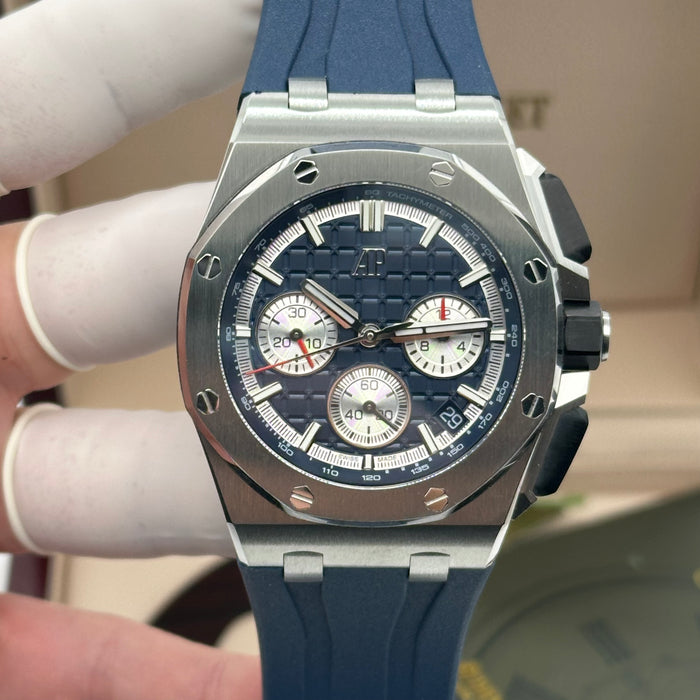 Royal Oak Offshore Chronograph Blue Dial 44MM – Blue Rubber Strap | Swiss Super Clone 1:1