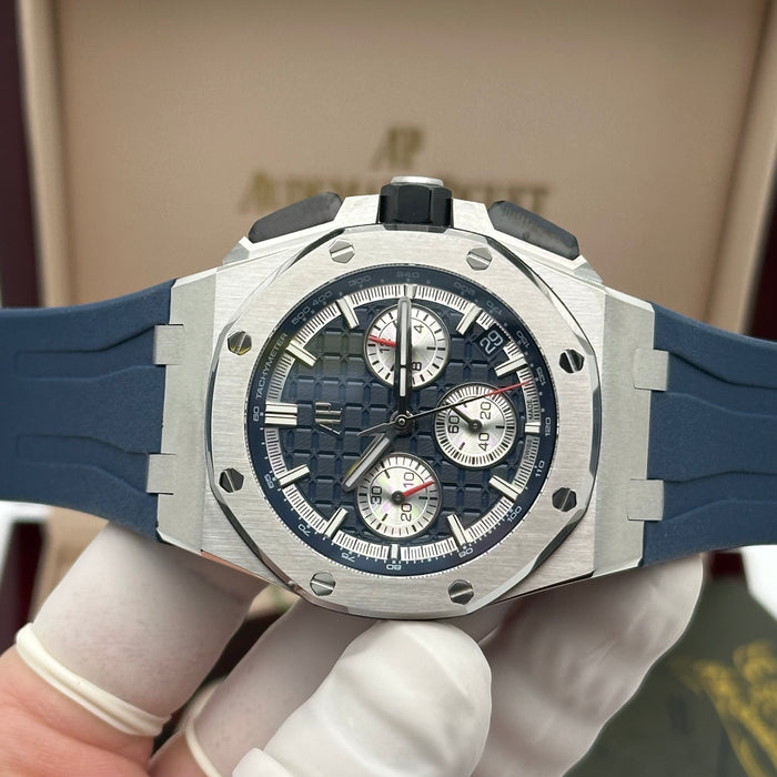 Royal Oak Offshore Chronograph Blue Dial 44MM – Blue Rubber Strap | Swiss Super Clone 1:1
