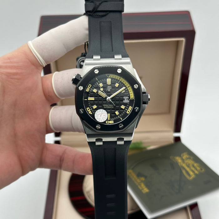 Audemars Piguet Royal Oak Offshore Diver 42MM – Black Dial / Yellow Accents - Swiss Super Clone