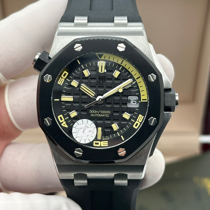 Audemars Piguet Royal Oak Offshore Diver 42MM – Black Dial / Yellow Accents - Swiss Super Clone