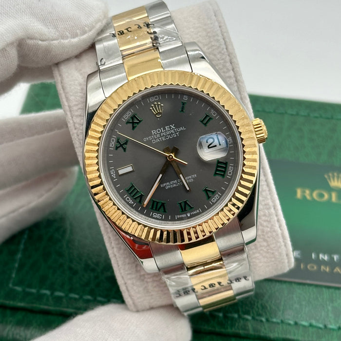 Rolex Datejust 41 mm Wimbledon Two Tone Fluted Bezel Dial Oyster