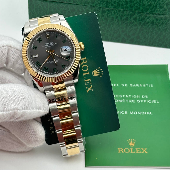 Rolex Datejust 41 mm Wimbledon Two Tone Fluted Bezel Dial Oyster