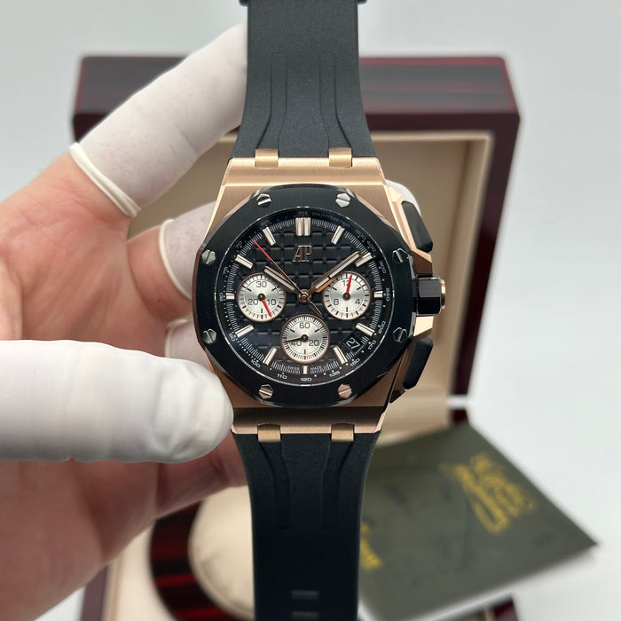 Royal Oak Offshore Chronograph Black Dial 44MM – Rose Gold Case | Swiss Super Clone 1:1