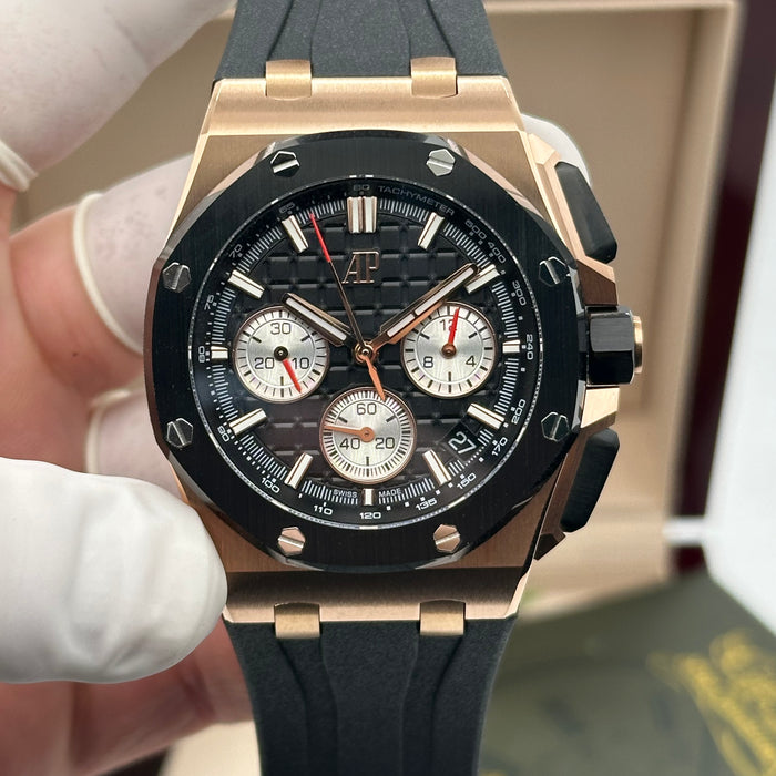 Royal Oak Offshore Chronograph Black Dial 44MM – Rose Gold Case | Swiss Super Clone 1:1