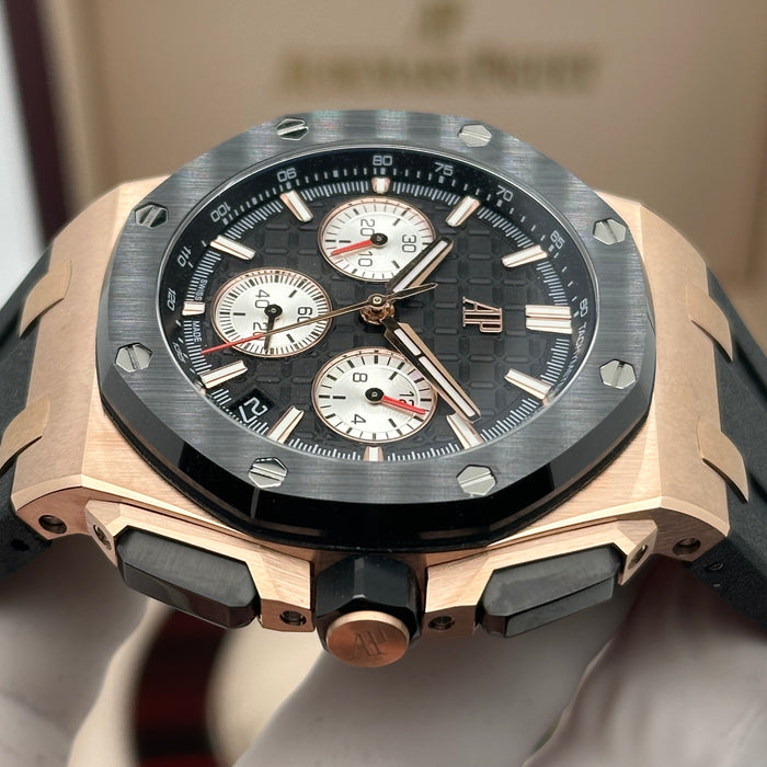 Royal Oak Offshore Chronograph Black Dial 44MM – Rose Gold Case | Swiss Super Clone 1:1