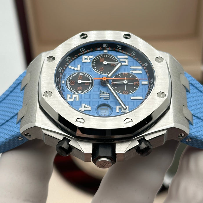 Royal Oak Offshore Chronograph Sky Blue Dial – Blue Rubber Strap | Swiss Super Clone 1:1