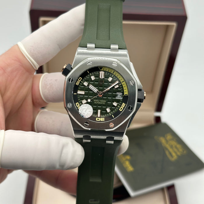 Audemars Piguet Royal Oak Offshore Diver 42MM – Green Dial / Rose Gold Accents - Swiss Super Clone