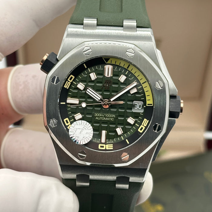 Audemars Piguet Royal Oak Offshore Diver 42MM – Green Dial / Rose Gold Accents - Swiss Super Clone