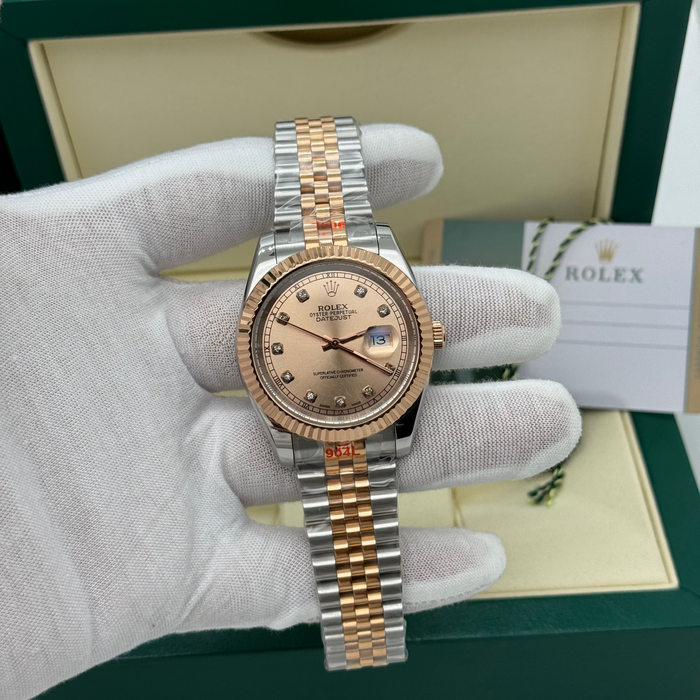 Rolex Datejust 36MM – Two-Tone Rose Gold & Steel with Diamond Dial (5A+)