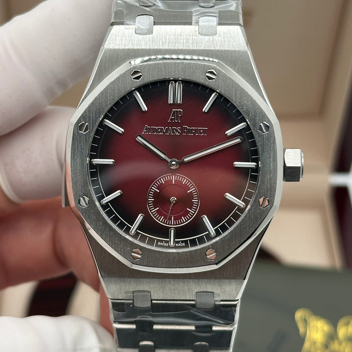 Royal Oak Burgundy Sunburst Dial 41MM – Stainless Steel Bracelet | Swiss Super Clone 1:1