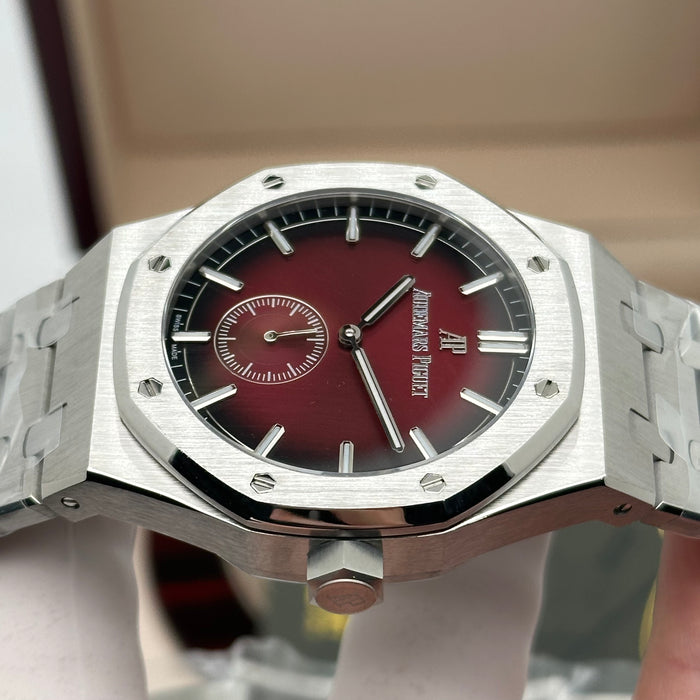 Royal Oak Burgundy Sunburst Dial 41MM – Stainless Steel Bracelet | Swiss Super Clone 1:1