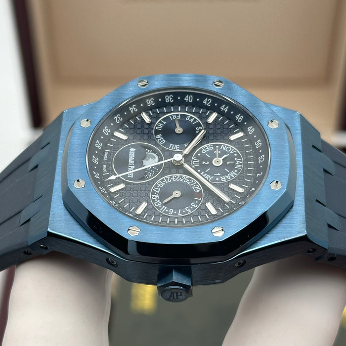 Royal Oak Perpetual Calendar Blue Case 41MM – Rubber Strap | Swiss Super Clone 1:1