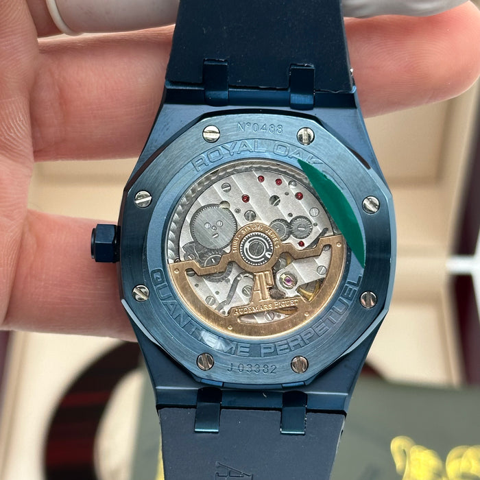 Royal Oak Perpetual Calendar Blue Case 41MM – Rubber Strap | Swiss Super Clone 1:1