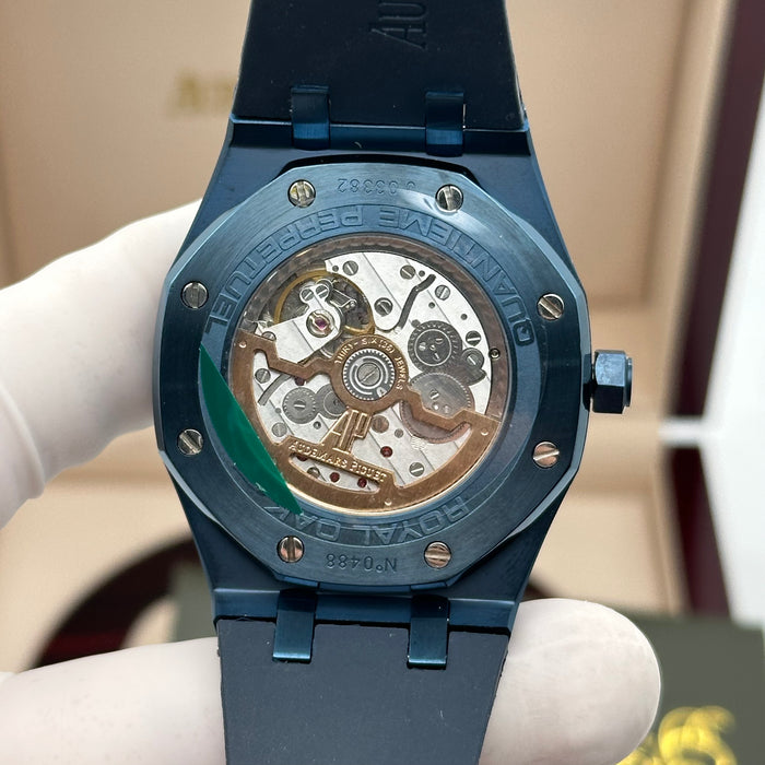 Royal Oak Perpetual Calendar Blue Case 41MM – Rubber Strap | Swiss Super Clone 1:1