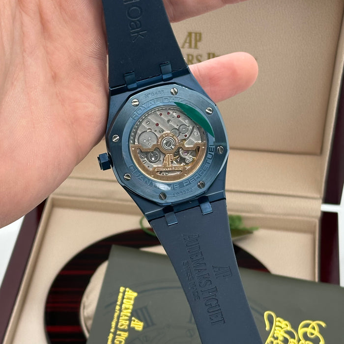 Royal Oak Perpetual Calendar Blue Case 41MM – Rubber Strap | Swiss Super Clone 1:1