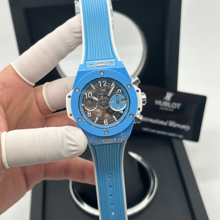 Hublot Big Bang Unico Blue Ceramic Skeleton Dial Chronograph 44MM – Swiss Super Clone