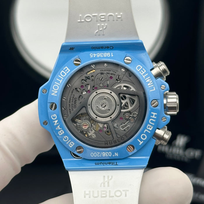 Hublot Big Bang Unico Blue Ceramic Skeleton Dial Chronograph 44MM – Swiss Super Clone