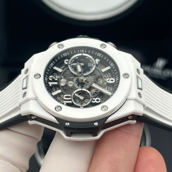 Hublot Big Bang Unico White Ceramic Skeleton Chronograph 44MM – Swiss Super Clone