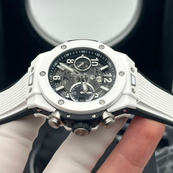 Hublot Big Bang Unico White Ceramic Skeleton Chronograph 44MM – Swiss Super Clone