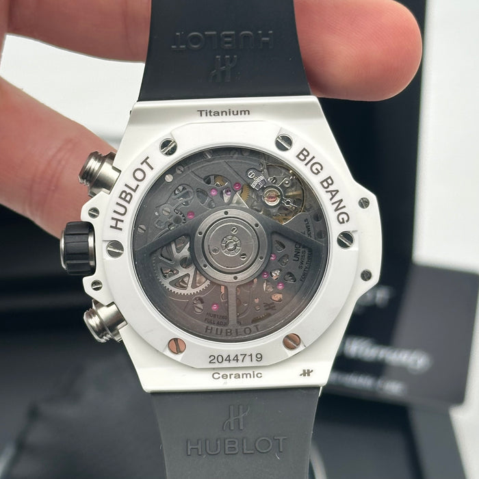 Hublot Big Bang Unico White Ceramic Skeleton Chronograph 44MM – Swiss Super Clone