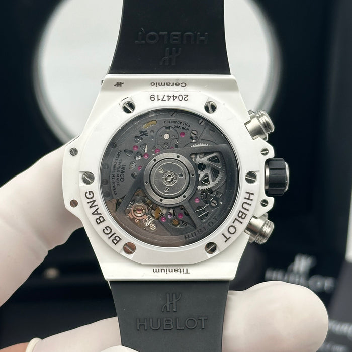 Hublot Big Bang Unico White Ceramic Skeleton Chronograph 44MM – Swiss Super Clone