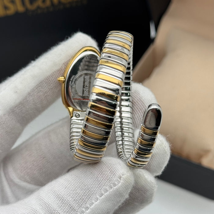 Just Cavalli JC1L208M0085 Women’s Serpentine Green Dial  – Two-Tone Gold & Silver (Authentic)