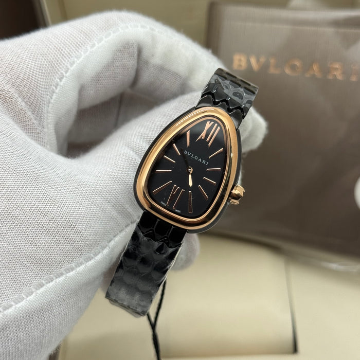 BVLGARI Serpenti Women’s Watch – Black Dial with Rose Gold (33M)