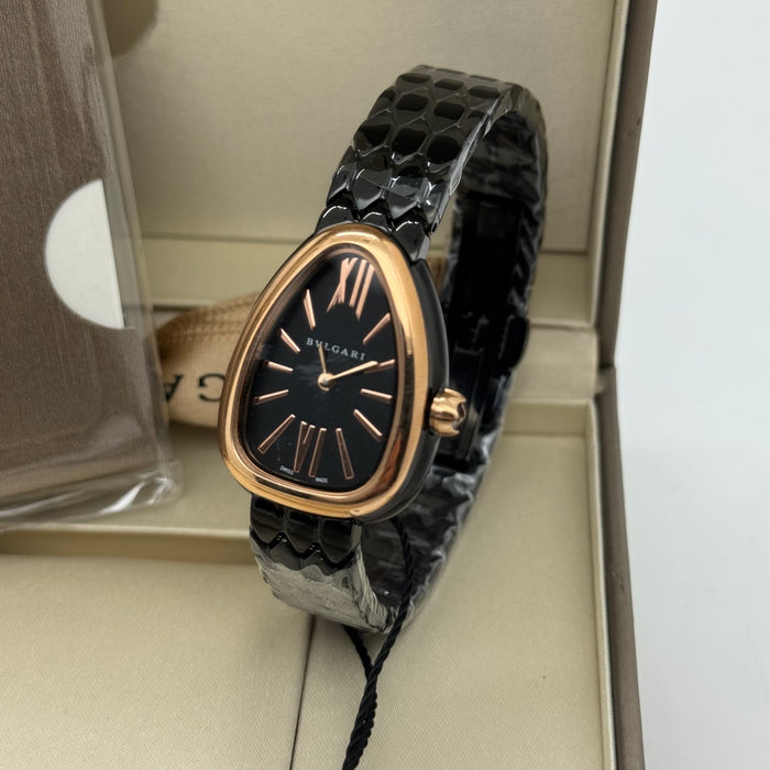 BVLGARI Serpenti Women’s Watch – Black Dial with Rose Gold (33M)