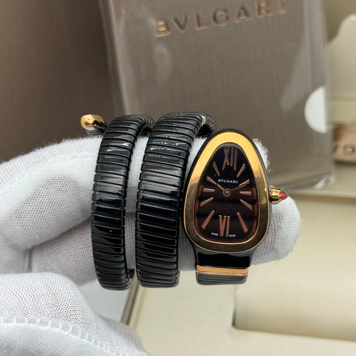 BVLGARI Serpenti Tubogas SP35S Women’s Watch – Black Ceramic & Rose Gold