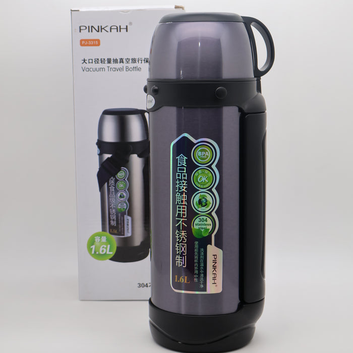 Pinkah 1.6L Stainless Steel Medium Coffe Thermoses For Travel Insulated Water Vacuum Bottle With Plastic Cup Hiking