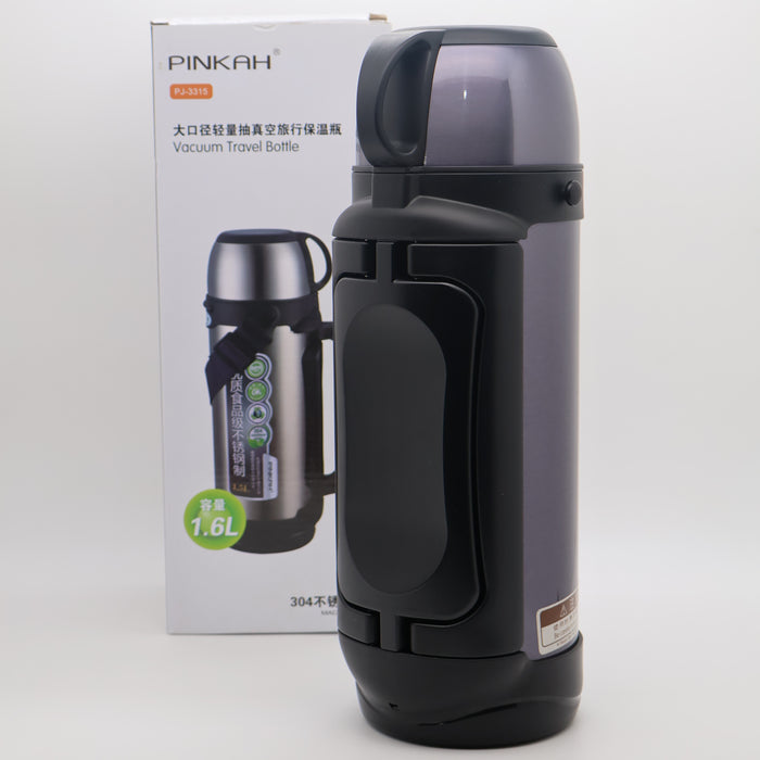 Pinkah 1.6L Stainless Steel Medium Coffe Thermoses For Travel Insulated Water Vacuum Bottle With Plastic Cup Hiking