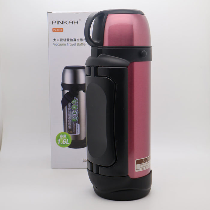 Pinkah 1.6L Stainless Steel Medium Coffe Thermoses For Travel Insulated Water Vacuum Bottle With Plastic Cup Hiking