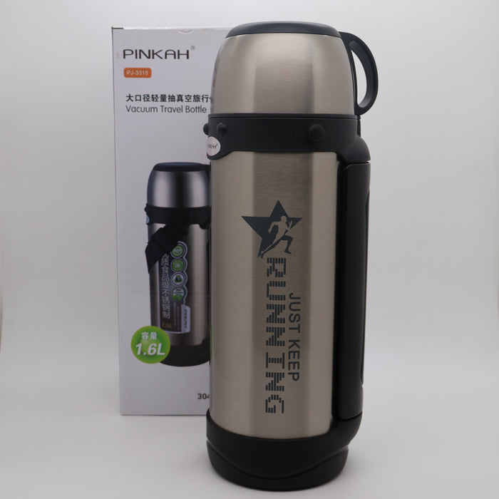 Pinkah 1.6L Stainless Steel Medium Coffe Thermoses For Travel Insulated Water Vacuum Bottle With Plastic Cup Hiking