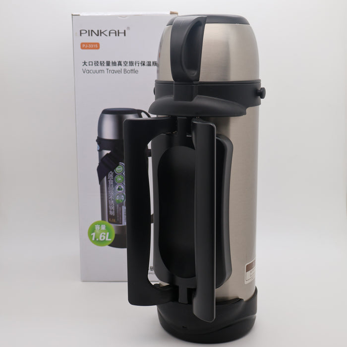 Pinkah 1.6L Stainless Steel Medium Coffe Thermoses For Travel Insulated Water Vacuum Bottle With Plastic Cup Hiking