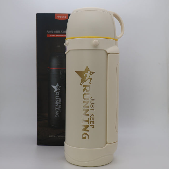 Pinkah 1.6mL Stainless Steel Large Coffe Thermoses For Travel Insulated Water Vacuum Bottle With Plastic Cup Hiking