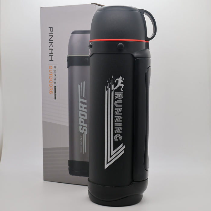 Pinkah 1.9mL Stainless Steel X- Large Coffe Thermoses For Travel Insulated Water Vacuum Bottle With Plastic Cup Hiking